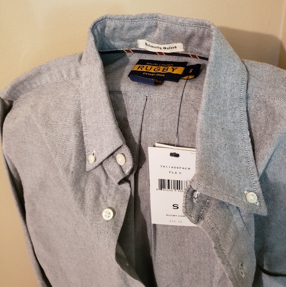 Grey Ralph Lauren Rugby Button Up Shirt - Picture 2 of 4
